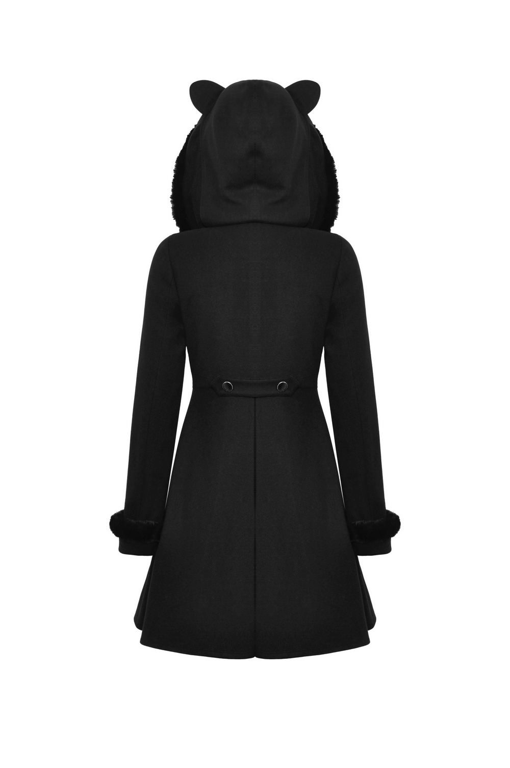 Gothic Cat Ear Hooded Coat with Velvet Red Lining