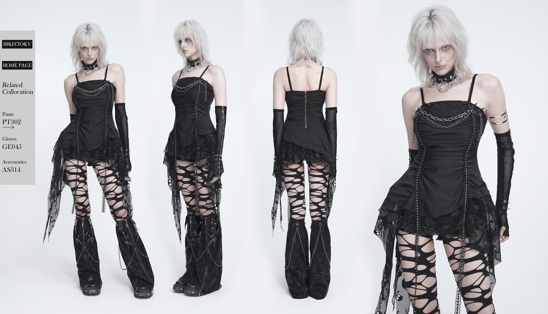 Gothic Chain and Spike Asymmetric Lace Tunic Top black gothic tunic with chains, spikes, and draped lace