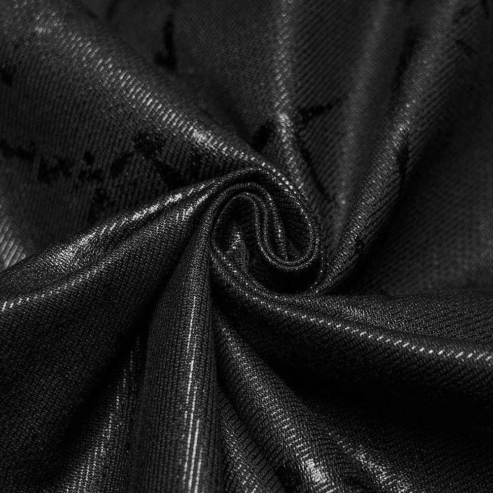 Gothic Chain Buckle Long Kilt with Side Lacing Detail fabric close-up showing rich texture and shine.