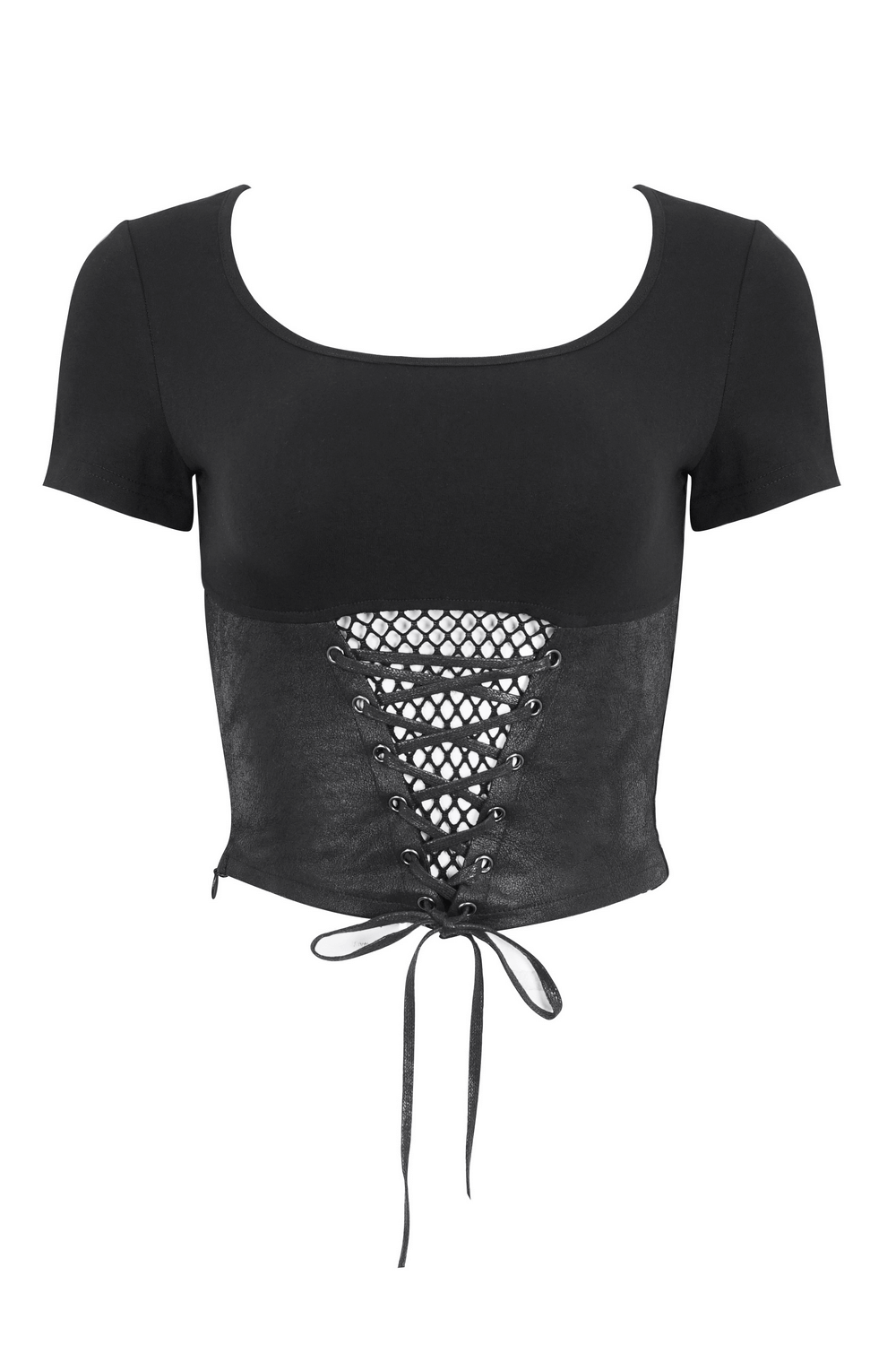 Gothic Chain Detail Crop Top with Shoulders Accessory