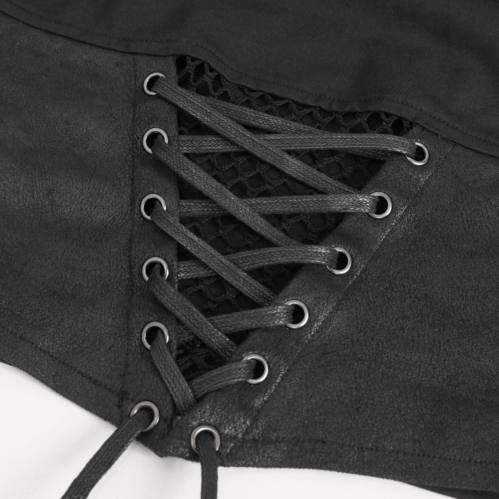 Gothic Chain Detail Crop Top with Shoulders Accessory