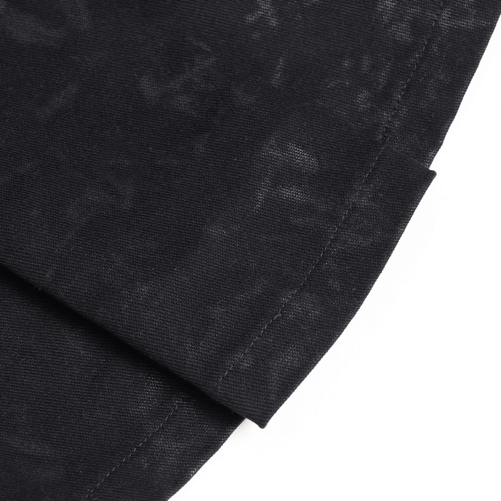 Close-up of the textured fabric of the Gothic Chain Midi Skirt with Lace Up Waist Detail.