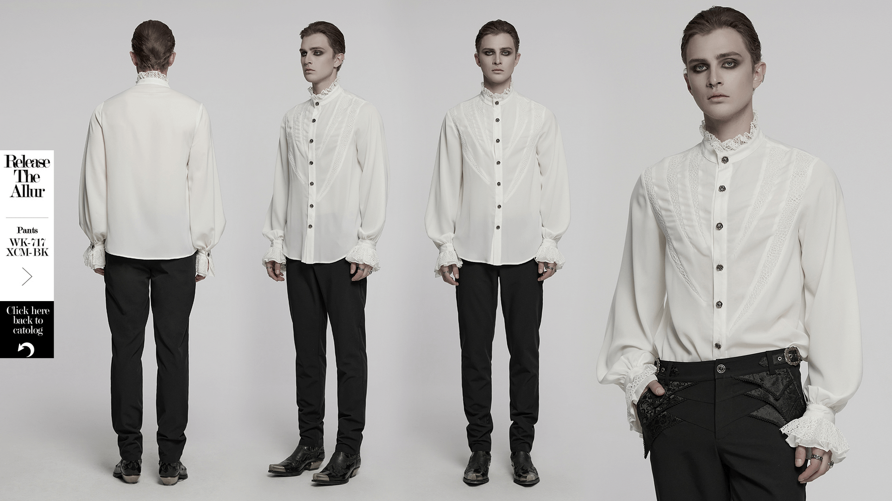 Gothic chiffon shirt featuring lace and sharp teeth design, perfect for alternative fashion lovers.