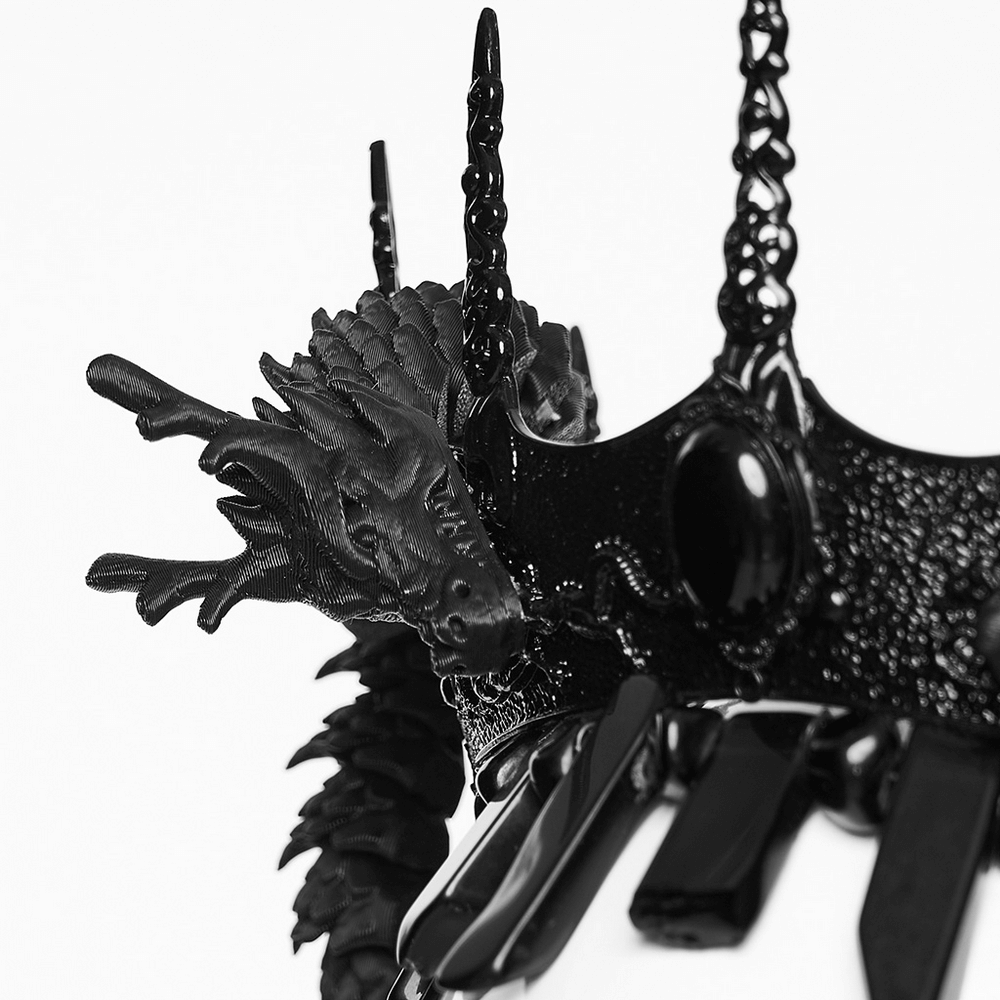 Gothic Coiling Dragon Crown with Crystal Columns showcasing intricate dragon detail and dark elegance.