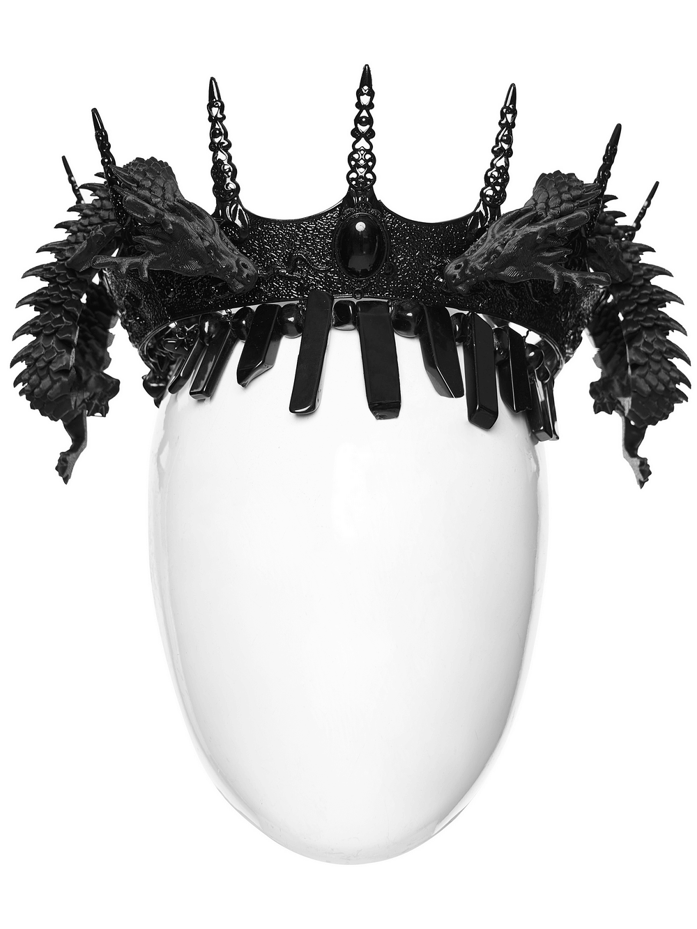 Gothic Coiling Dragon Crown with Crystal Columns featuring a bold dragon design and striking crystal details.