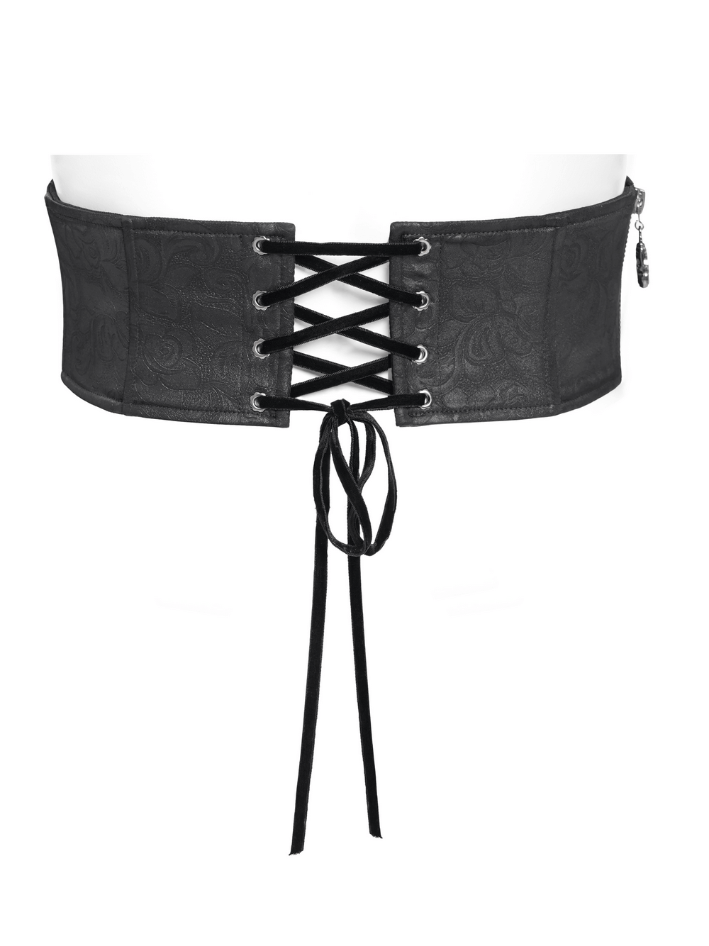 Gothic corset belt with lace-up back design, perfect for alternative and steampunk fashion.