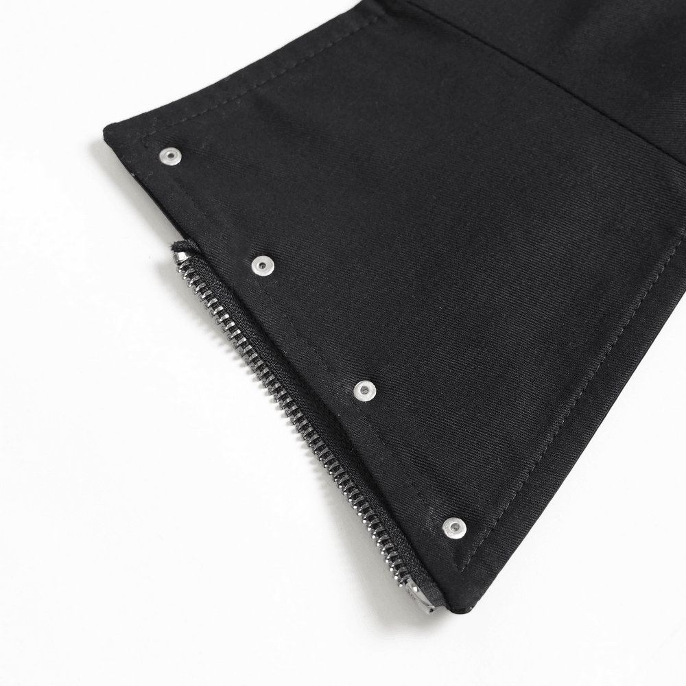 Close-up of the Gothic Corset Belt with Metal Cross Stud Details Trim showcasing the zipper and stud accents.