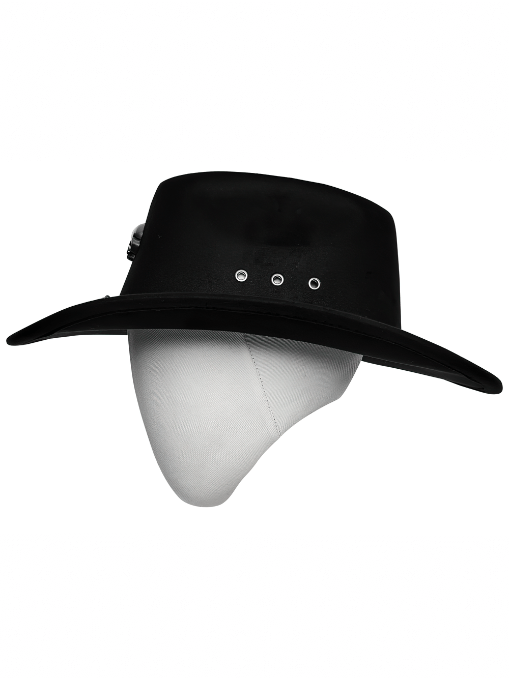 Gothic Cowboy Hat with skull embellishments and chain detail for alternative fashion enthusiasts.