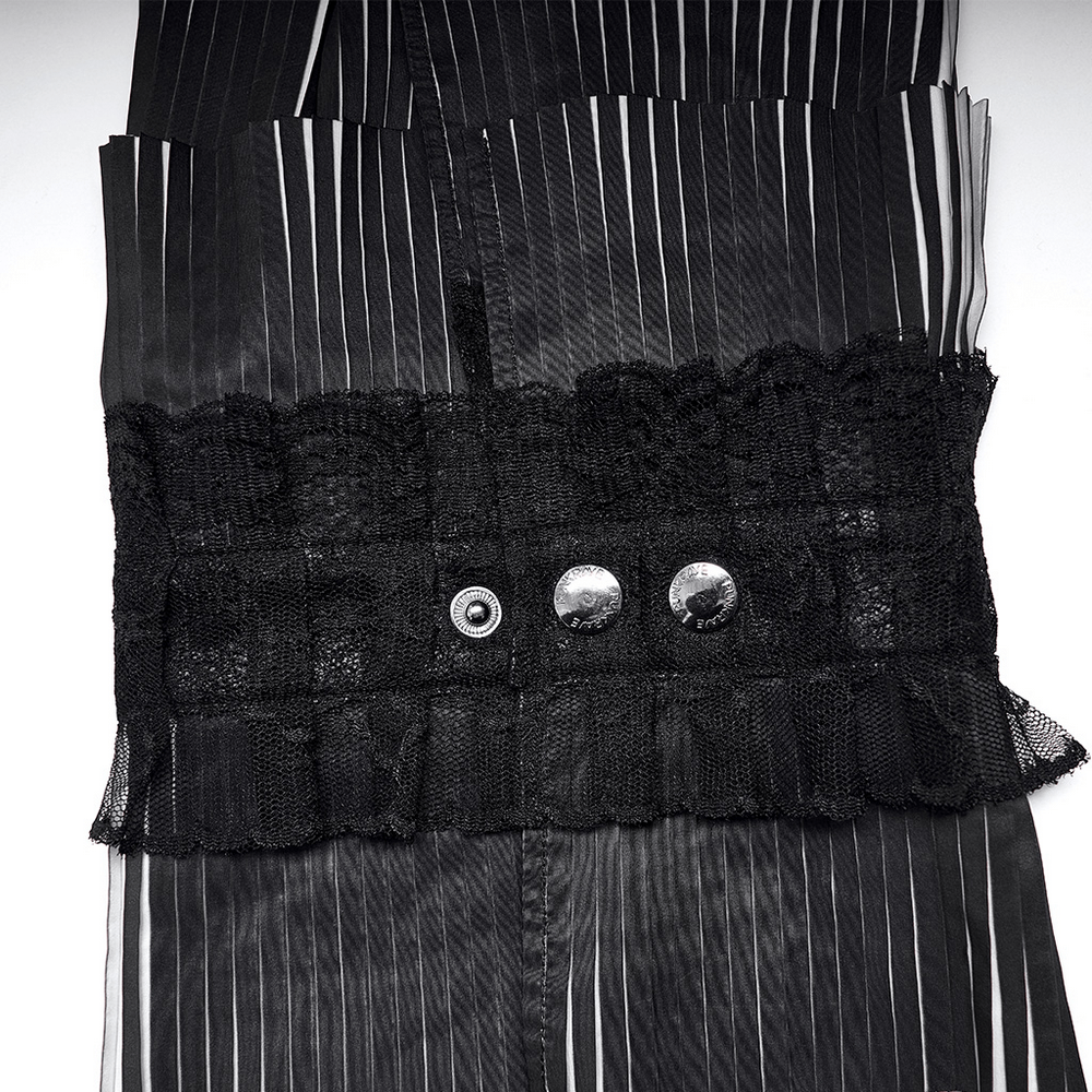 Gothic crimped collar with lace and button accents, perfect for adding a punk edge to any outfit.