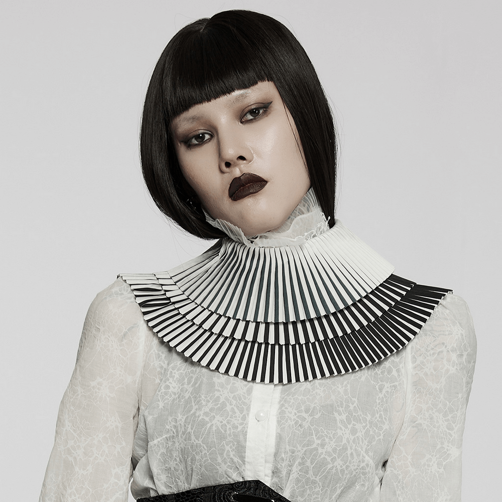 Gothic Crimped Detachable Bow Collar for Women - HARD'N'HEAVY