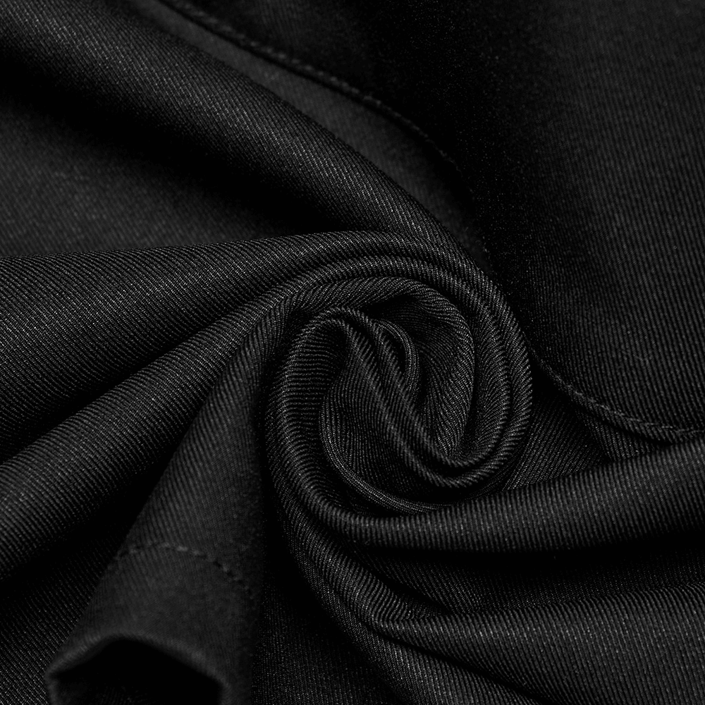 Close-up of black fabric showcasing soft texture, ideal for gothic cropped jacket designs.