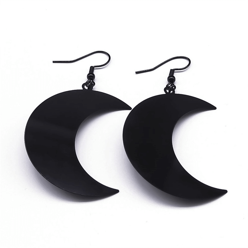 Gothic crescent black earrings for women, perfect for adding a bold statement to any outfit.