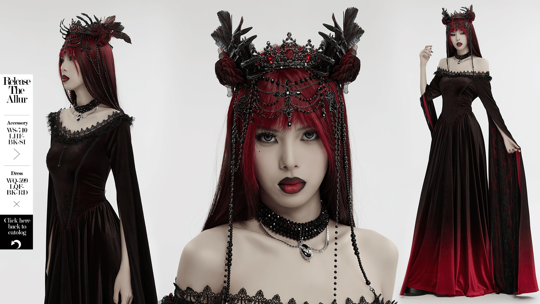 Gothic Dark Demon Crown with Cross and Tassels