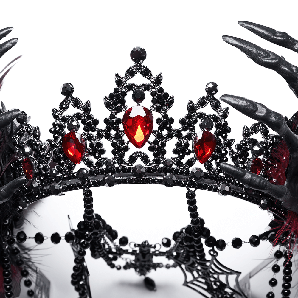 Gothic Dark Demon Crown with Cross and Tassels