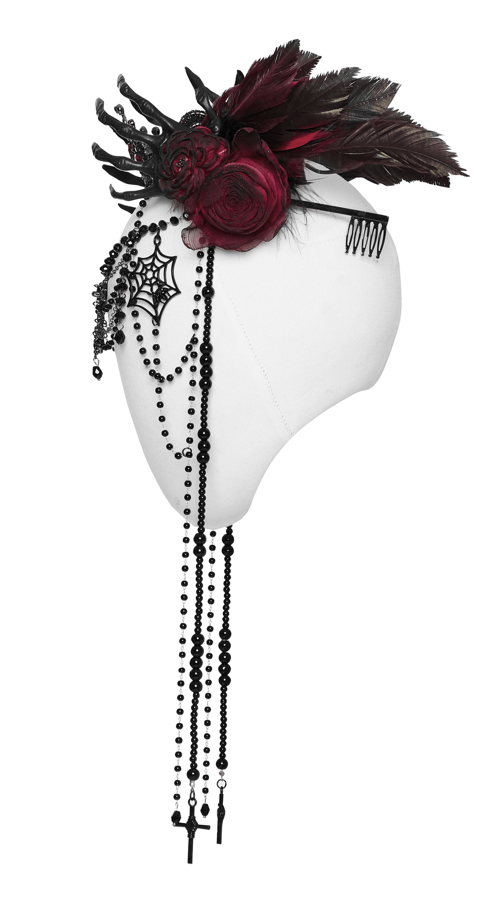 Gothic Dark Demon Crown with Cross and Tassels