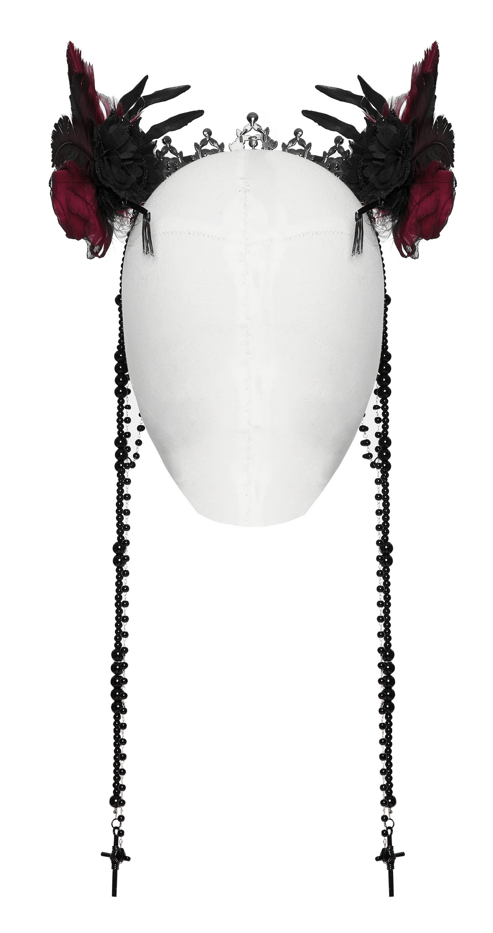 Gothic Dark Demon Crown with Cross and Tassels