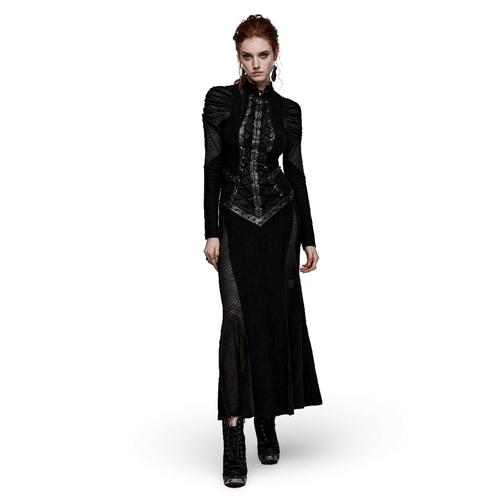 Gothic Decadence Lace-Up Mesh Dress for Women