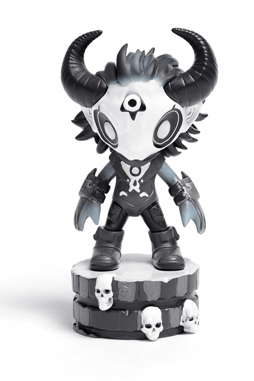 Gothic Demon Figure with Horns and Skull Base Collectible