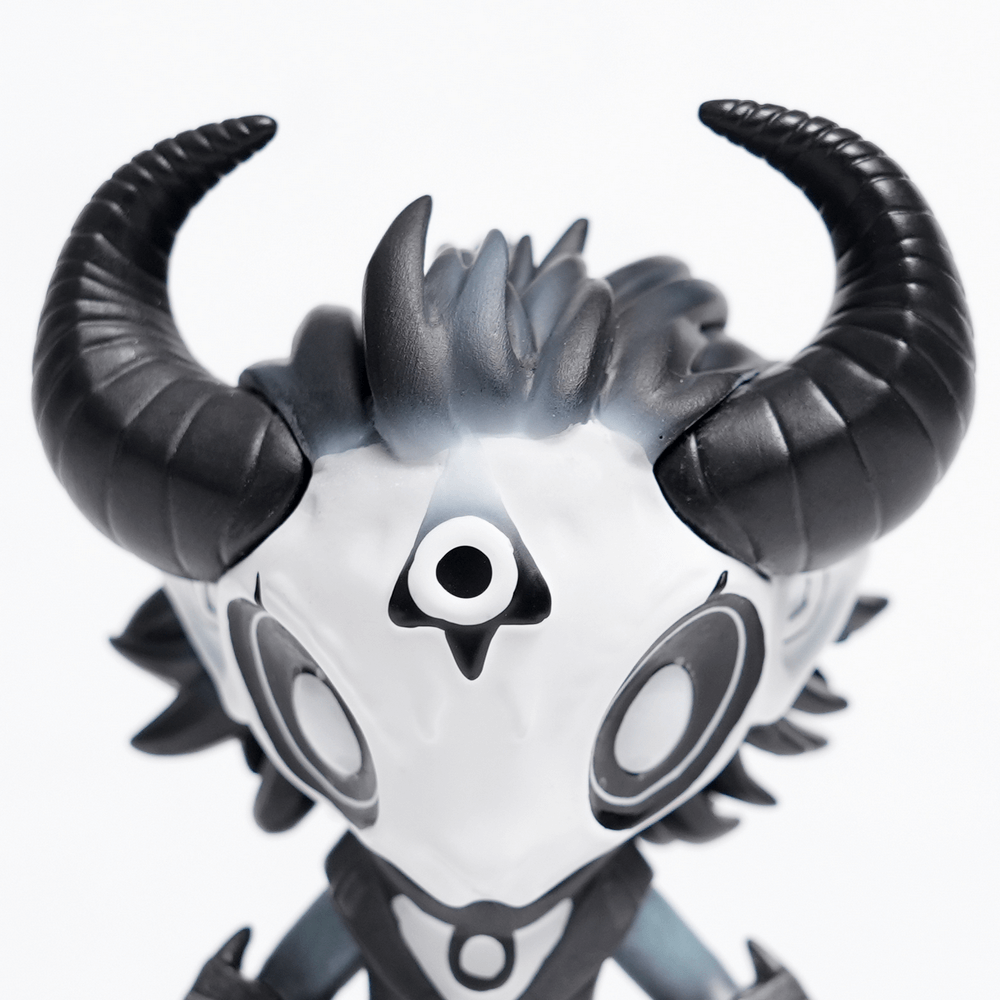 Gothic demon figure with striking horns and artistic skull base, perfect for collectors and fans of dark art.