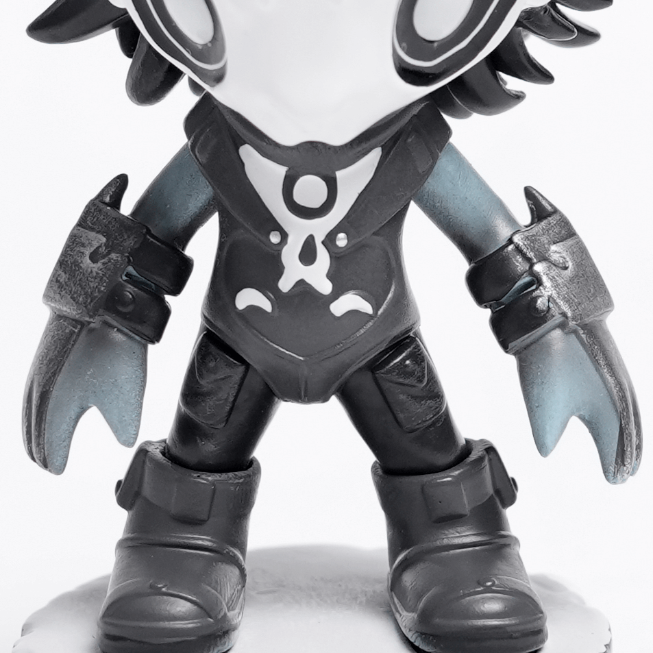 Gothic demon figure collectible with horned design and skull base, perfect for fans of dark decor.