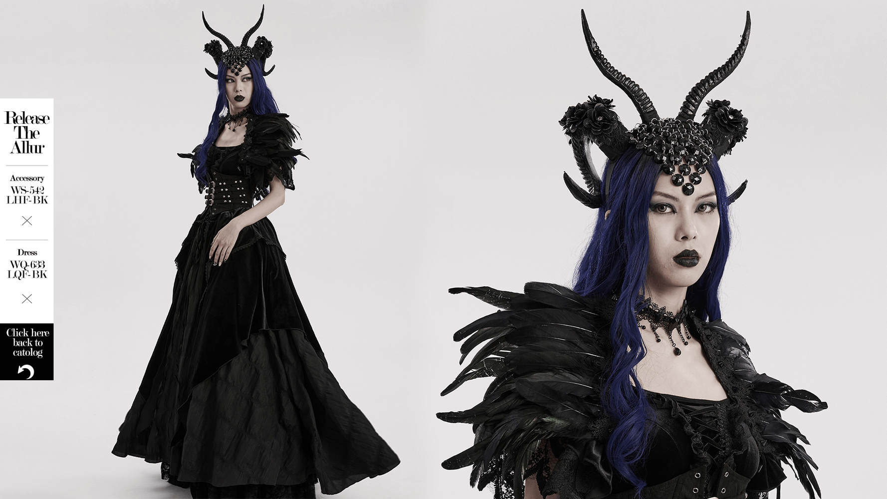 Gothic demon horn headwear adorned with glitter flowers, perfect for cosplay and dark elegance.