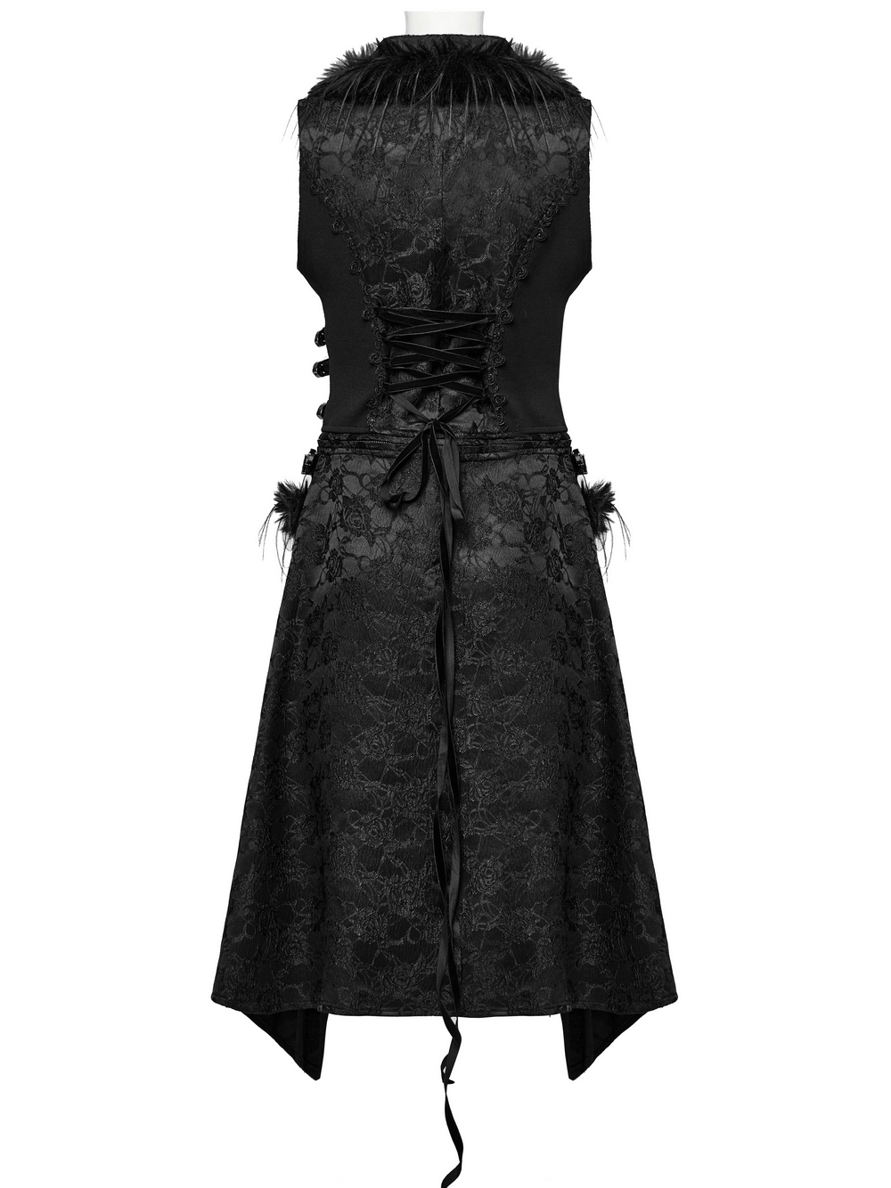 Gothic Detachable Jacquard Vest with Fleece Accents