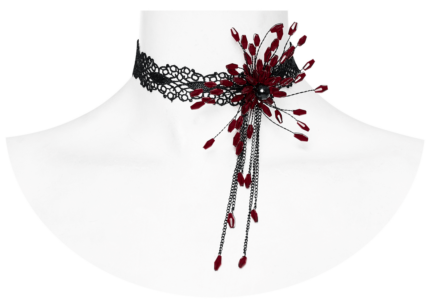 Gothic Edgy Lace Vampire Blood Choker with Flower