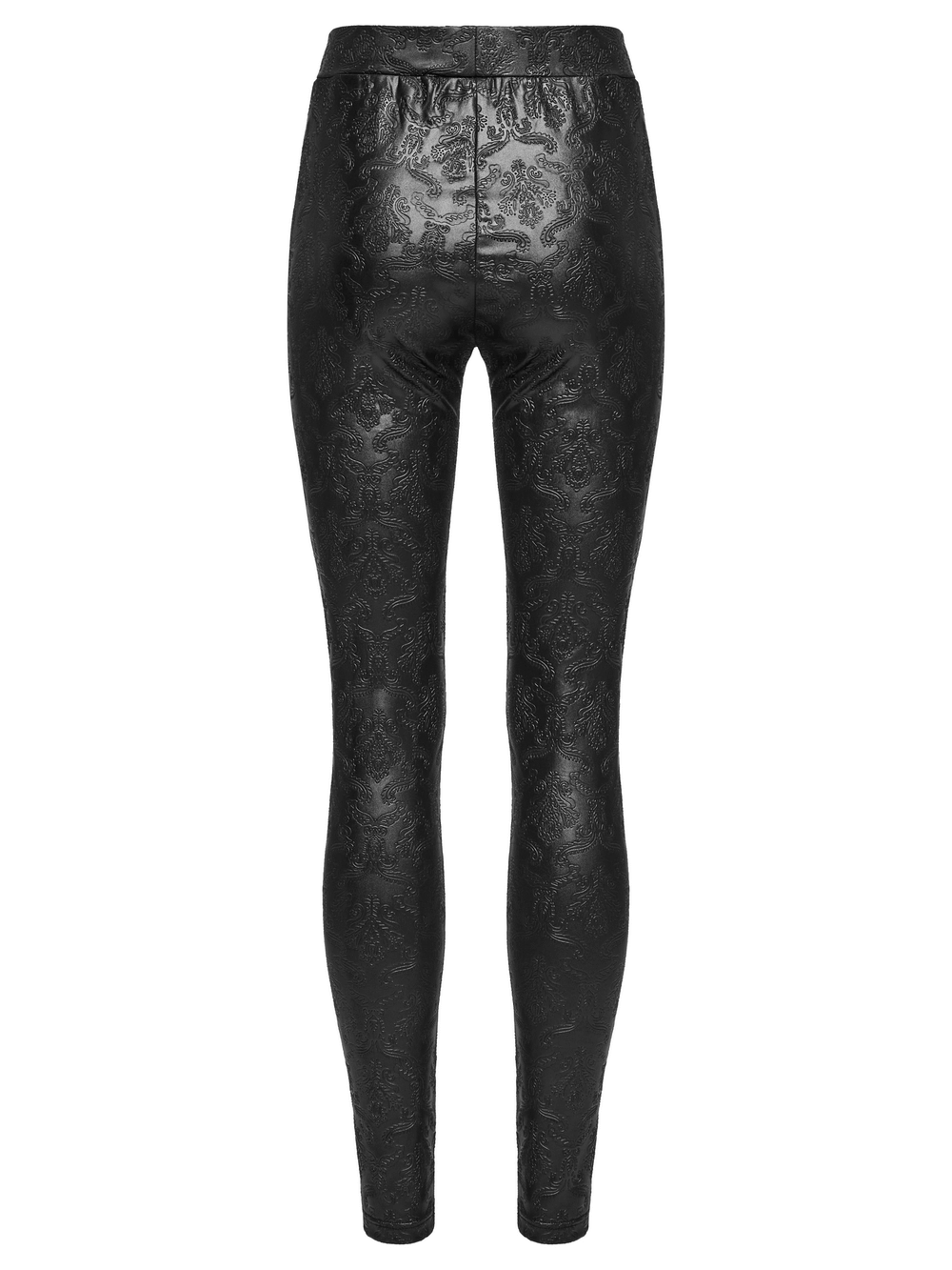 Gothic embossed hollow out leggings with intricate butterfly pattern detail and stylish drawstrings.