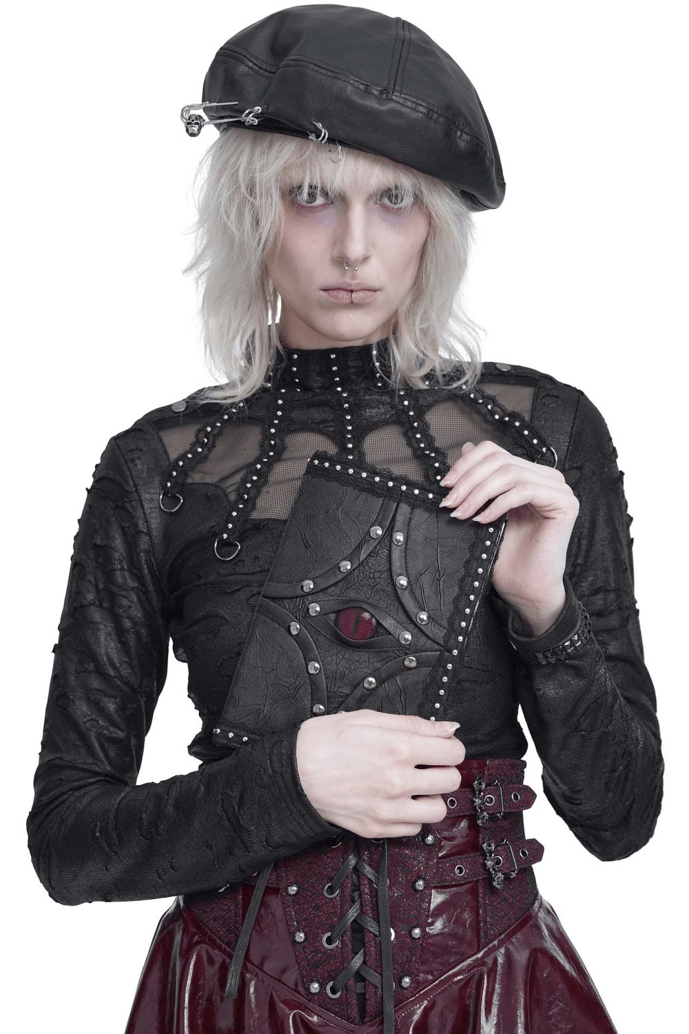 Gothic Evil Eye Notebook Cover with Studded Black Lace Trim