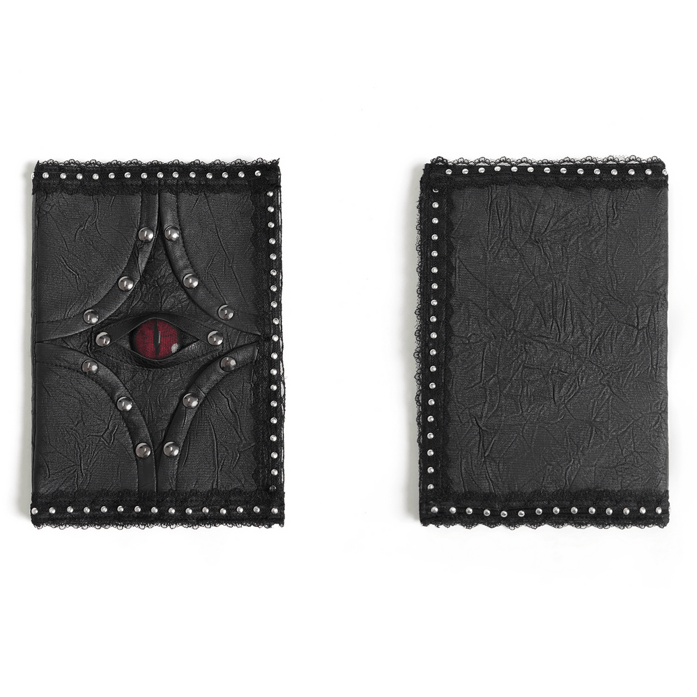 Gothic Evil Eye Notebook Cover with Studded Black Lace Trim