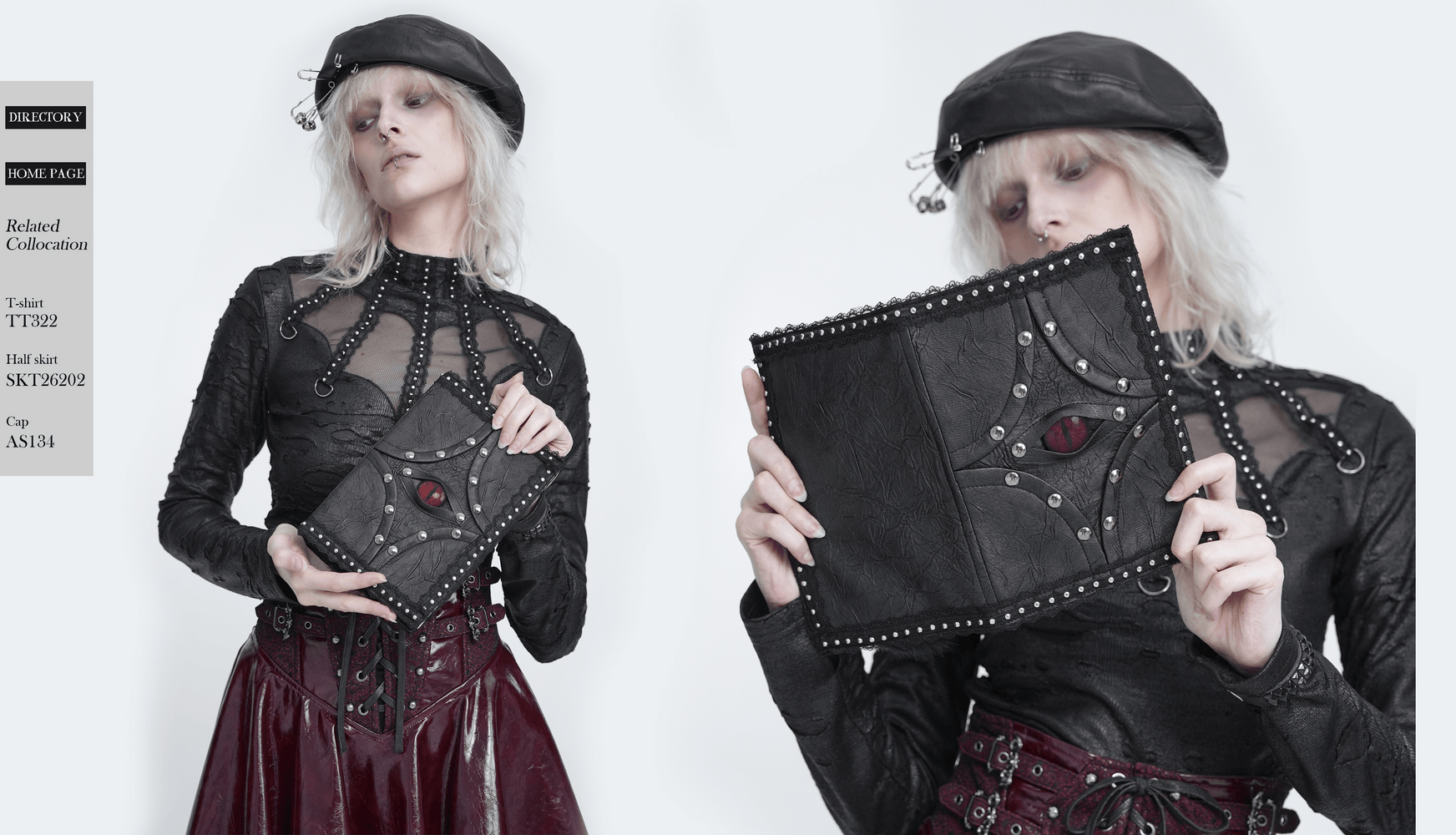 Gothic Evil Eye Notebook Cover with Studded Black Lace Trim