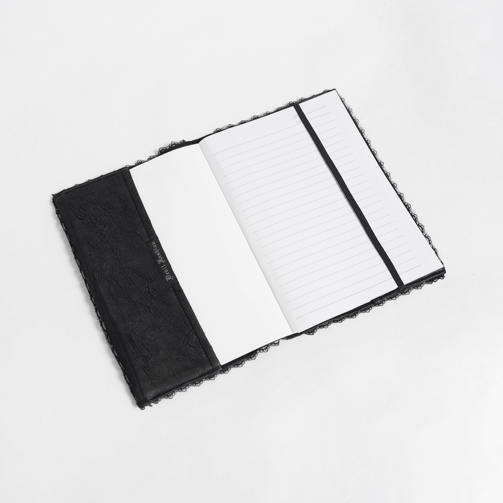 Gothic Evil Eye Notebook Cover with Studded Black Lace Trim