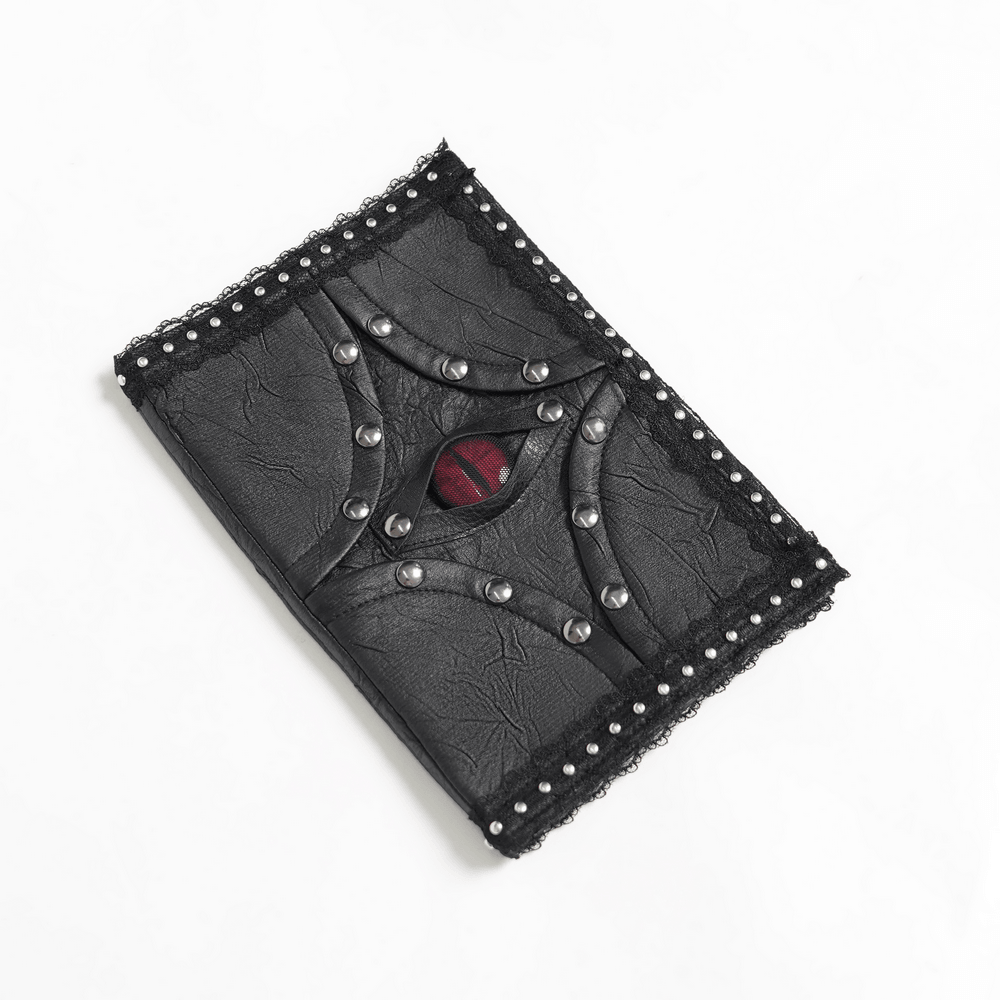 Gothic Evil Eye Notebook Cover with Studded Black Lace Trim