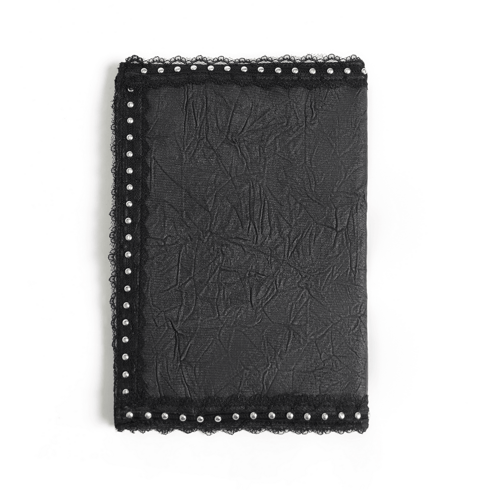 Gothic Evil Eye Notebook Cover with Studded Black Lace Trim