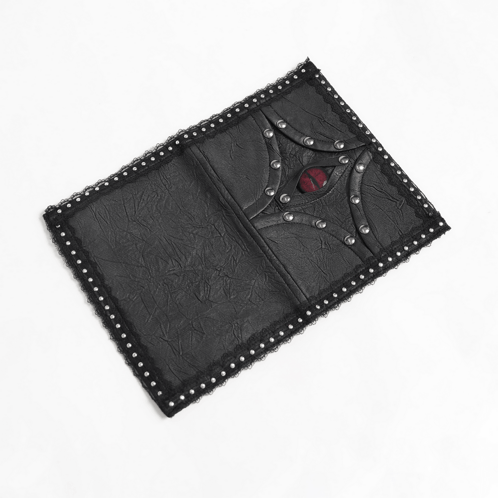 Gothic Evil Eye Notebook Cover with Studded Black Lace Trim