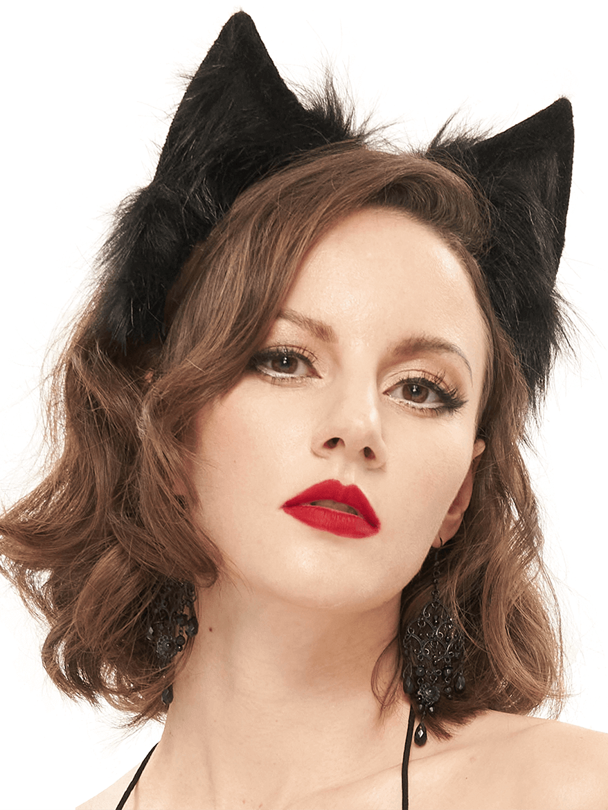 Gothic Faux Fur Cat Eears Headdress / Sexy Head Accessories for Women - HARD'N'HEAVY