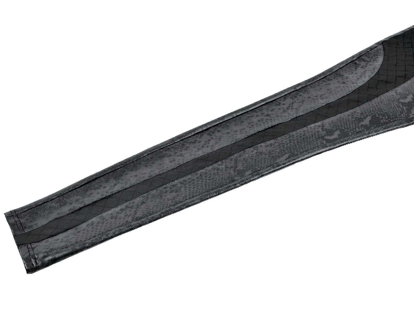 Gothic Faux Leather and Mesh Panel High-Waist Skinny Pants showing sleek snakeskin texture and bold mesh side panels.