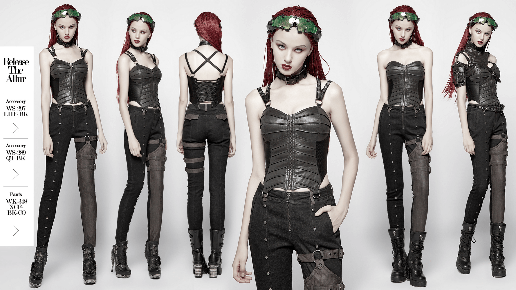 Gothic Faux Leather Corset Top with Adjustable Lacing