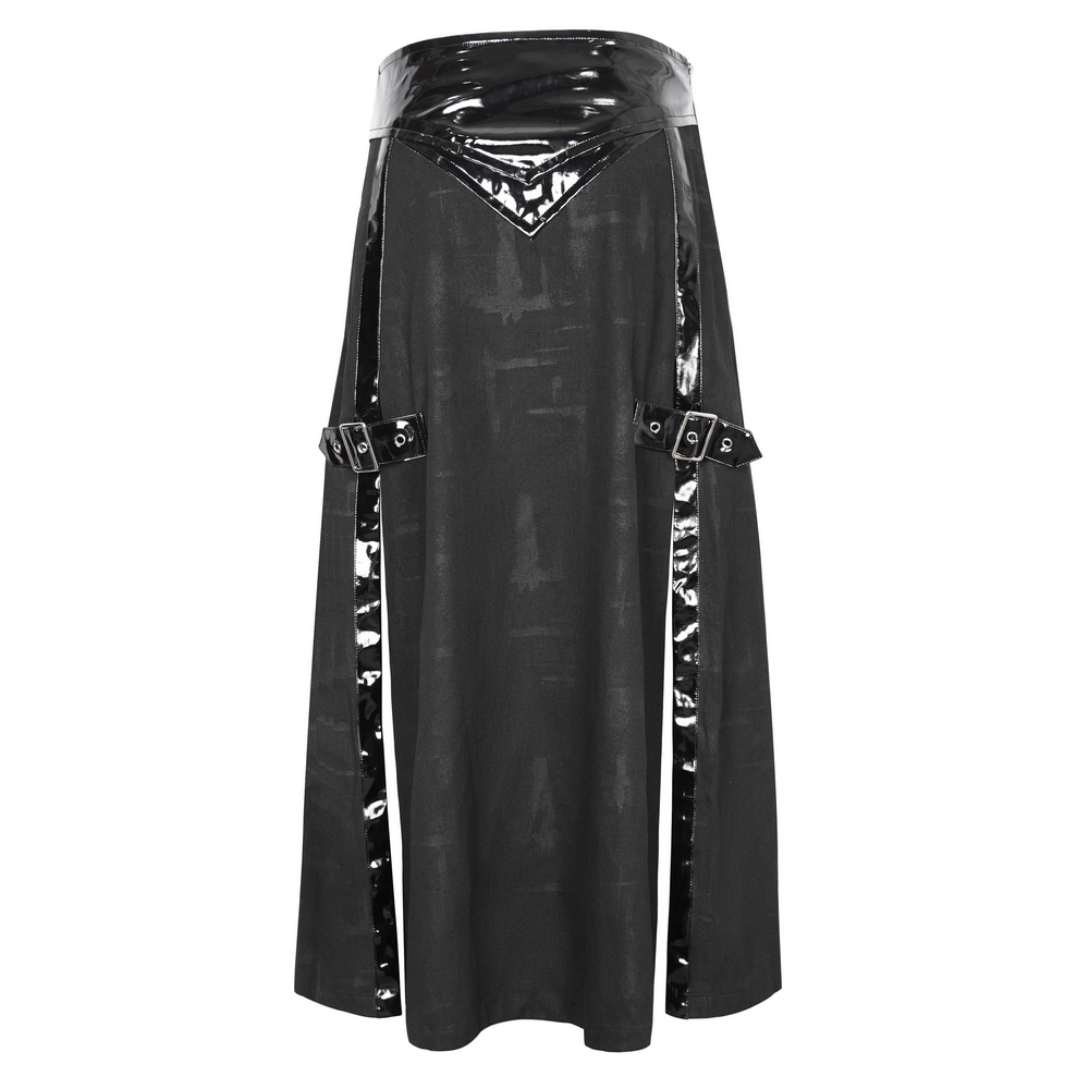 Gothic Faux Leather Kilt Skirt with Chains and Buckles - HARD'N'HEAVY