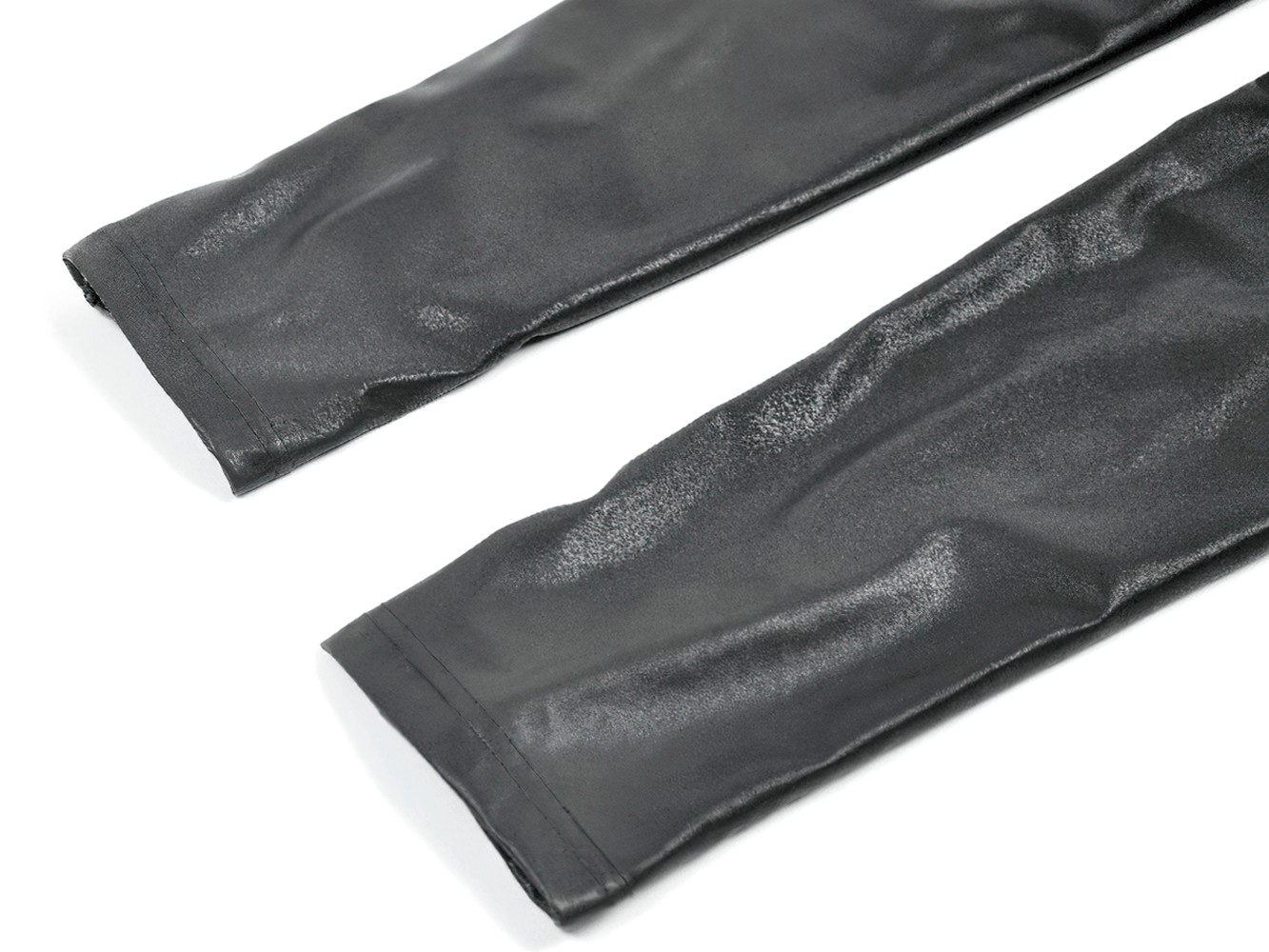 Gothic Faux Leather Pants with Mesh and Lace-Up Design showcasing sleek black faux leather detailing.