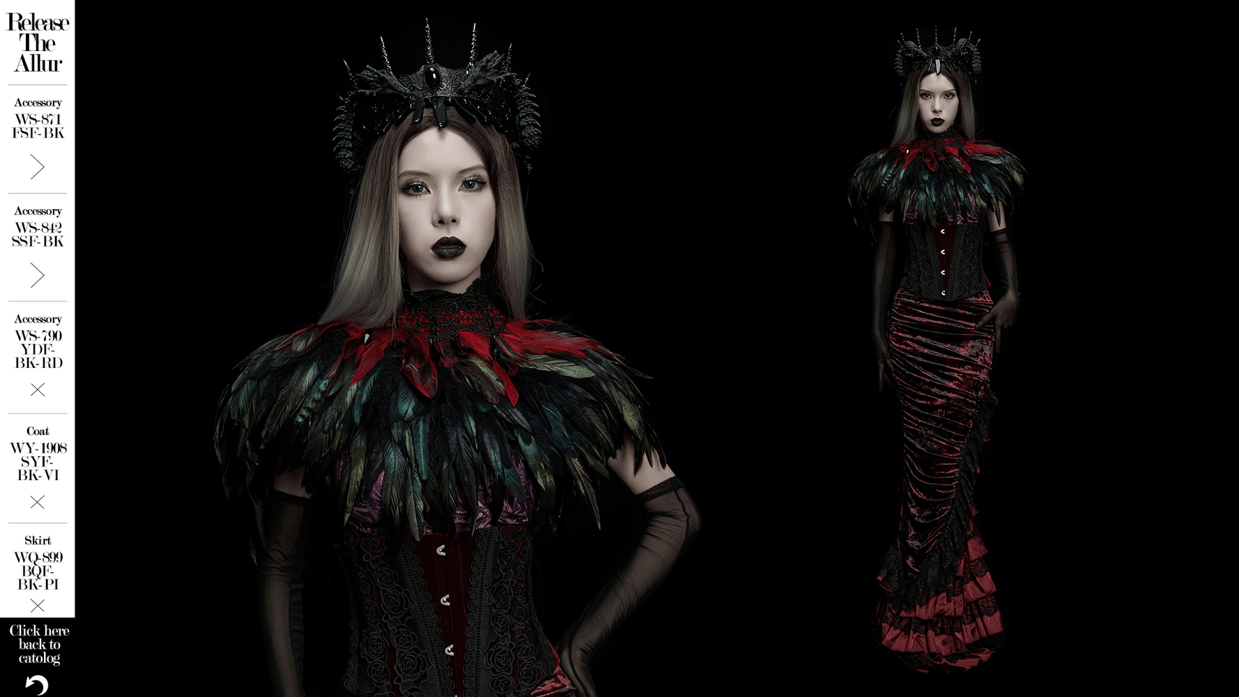 Gothic Feather and Lace Cape with Reversible Design showcased on model with a dramatic gothic outfit.