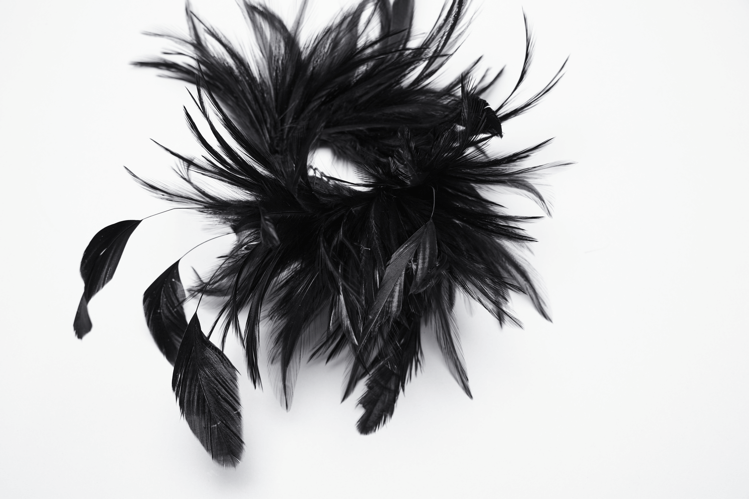 Gothic Feather Headpiece with Black Crystal Pendant