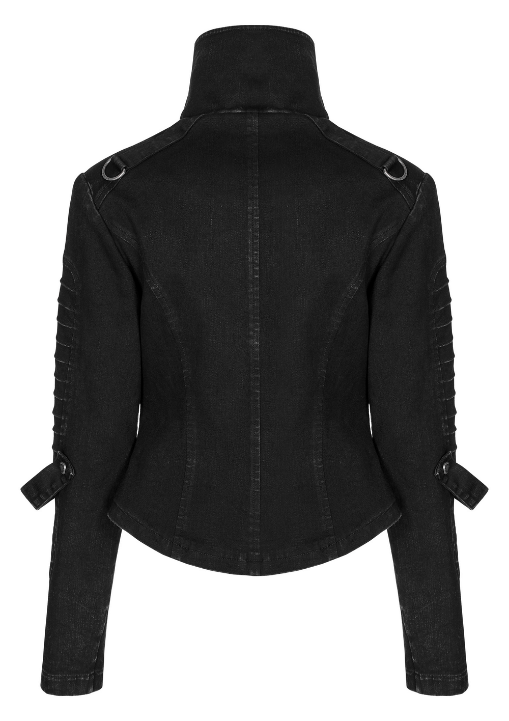 Gothic Female Fitted Denim Jacket with Edgy Detailing - HARD'N'HEAVY