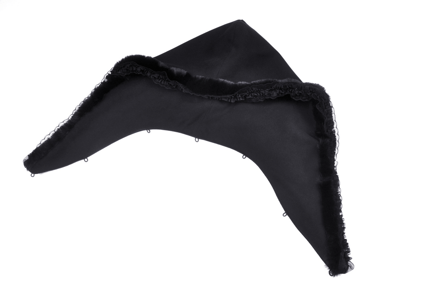 Black gothic hood with lace trim, perfect for adding a dramatic flair to your style.