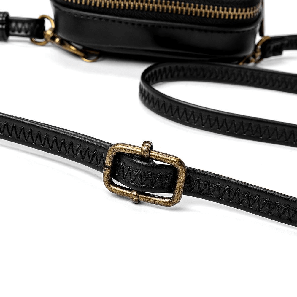 Gothic Female Outdoor Cellphone Waistbag with Skull and Rivets - HARD'N'HEAVY