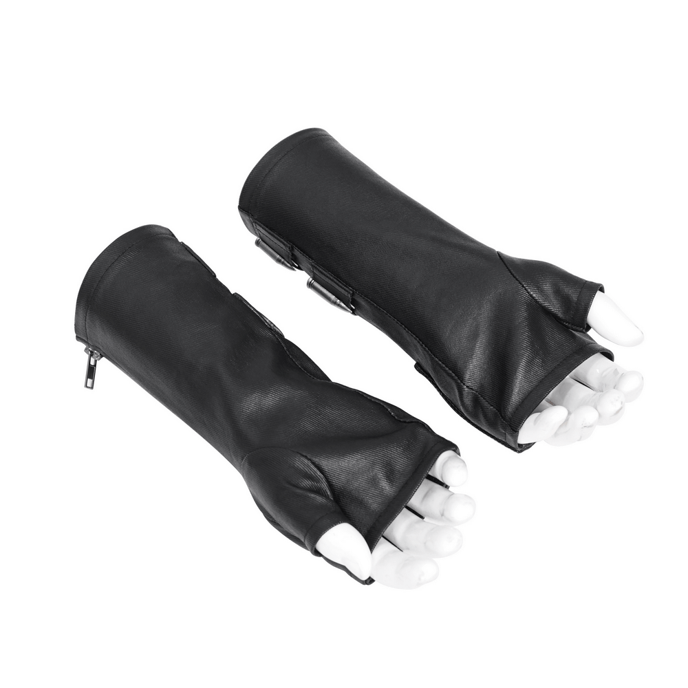 Gothic fingerless gloves featuring chain and bullet details for a dark, edgy style, perfect for enhancing any outfit.