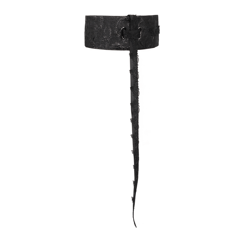 Gothic floral adjustable black wide belt for women, a perfect punk style accessory to enhance any outfit.