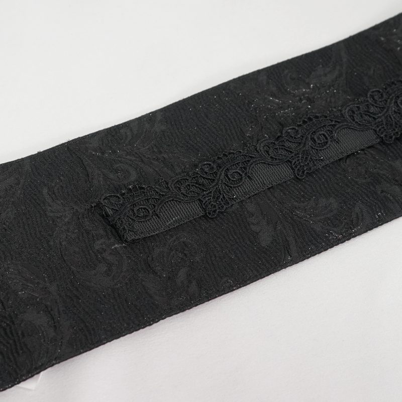 Gothic floral adjustable black wide belt for women, perfect punk accessory with intricate lace design.