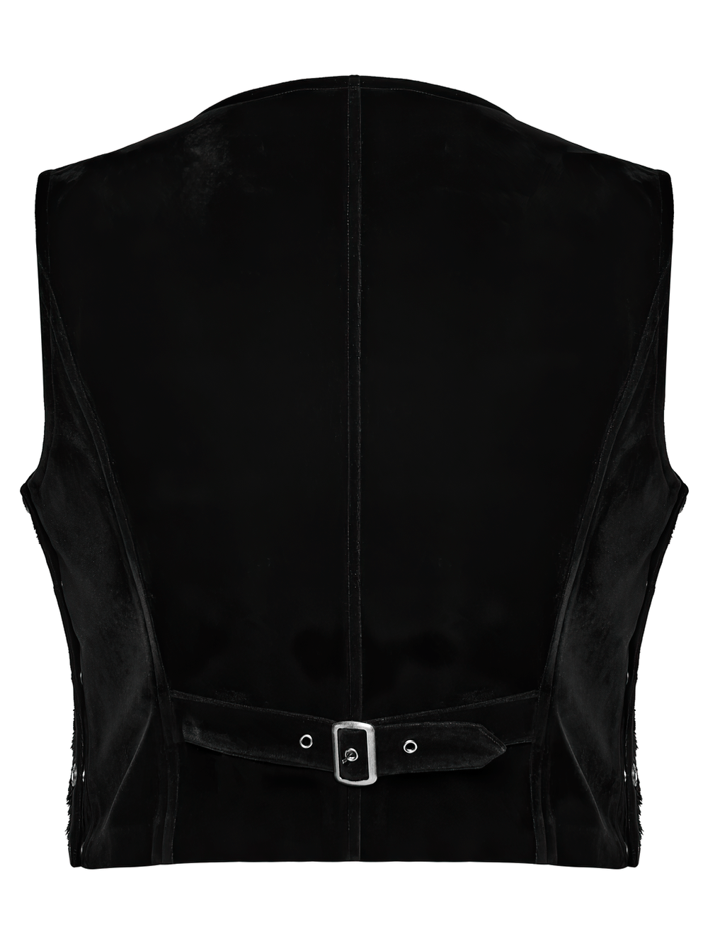 Gothic Gentleman's Velvet Lace-Up Vest with Eyelet Detail back view showcasing adjustable waist strap.