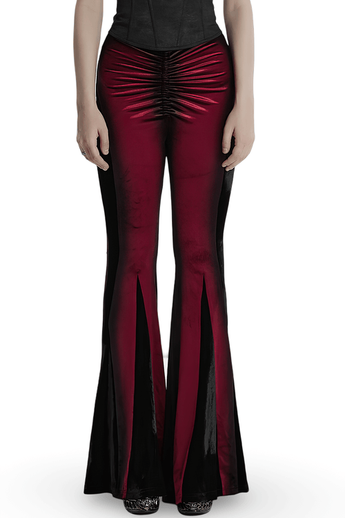 Gothic Gradient Velvet Flared Pants with Pleat Detail